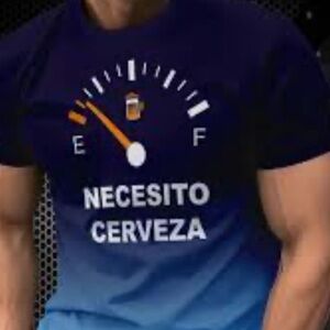 Gradient Beer Graphic Print Men’s Blue Graphic T-Shirt